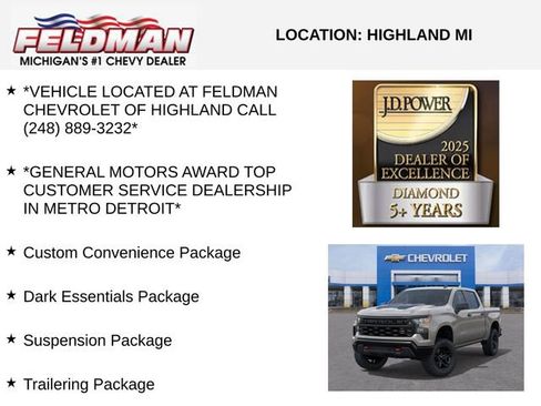 New 2026 Chevrolet Silverado 1500 Custom Trail Boss w/ LPO, Dark Essentials Package AWD/4WD image 3