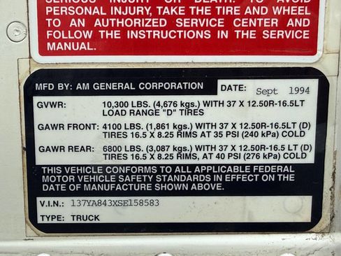 Used 1995 HUMMER H1 4-Door Wagon image 38