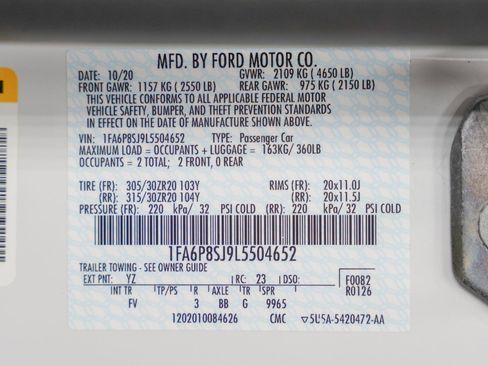 Used 2020 Ford Mustang Shelby GT500 w/ Carbon Fiber Track Pack image 53