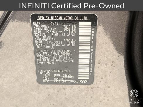 Certified 2025 INFINITI QX80 Luxe image 34