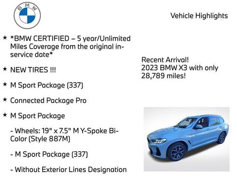 Certified 2023 BMW X3 xDrive30i w/ M Sport Package AWD/4WD image 4
