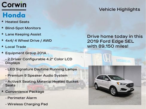 Used 2019 Ford Edge SEL w/ Equipment Group 201A AWD/4WD image 7