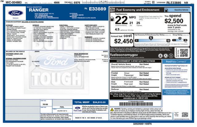 Used 2024 Ford Ranger XL w/ Trailer Tow Package RWD image 30