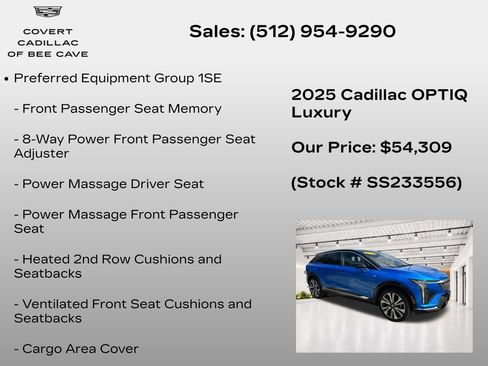 New 2025 Cadillac Optiq Luxury 2 w/ LPO, Floor Liner Package AWD/4WD image 7
