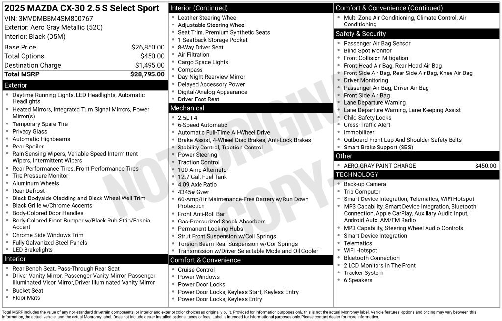 Used 2025 MAZDA CX-30 AWD 2.5 S w/ Select Sport Pkg image 3