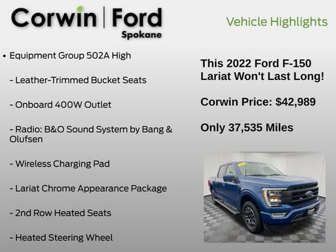 Used 2022 Ford F150 Lariat w/ Equipment Group 502A High image 7