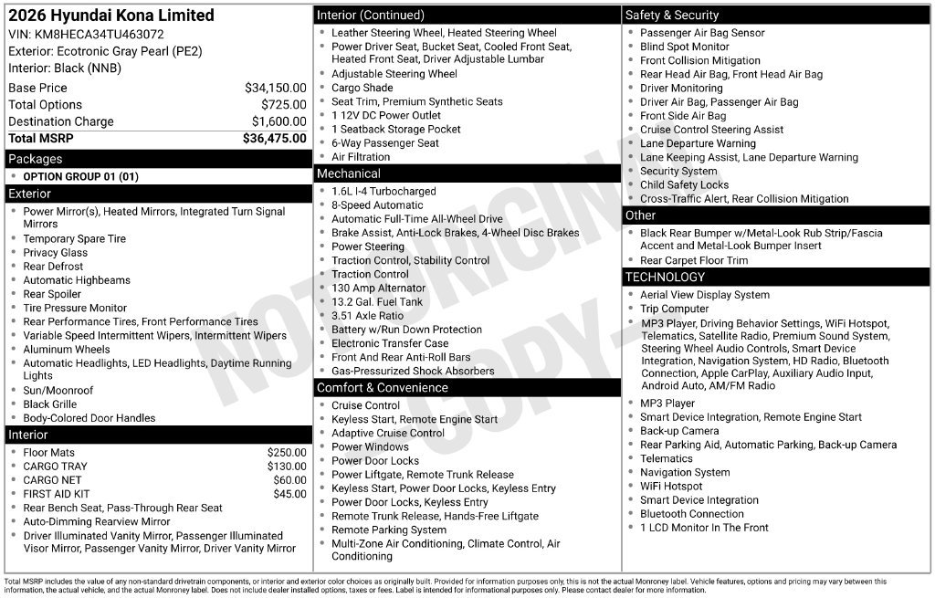 New 2026 Hyundai Kona Limited AWD/4WD image 19