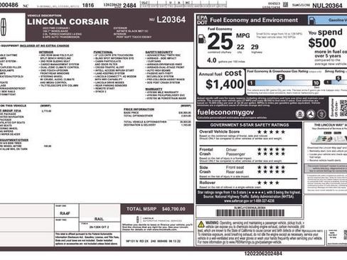 Used 2022 Lincoln Corsair FWD w/ Equipment Group 101A image 37