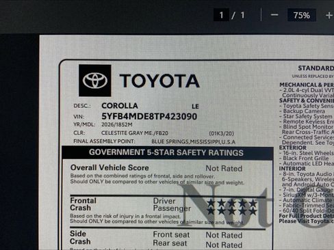 New 2026 Toyota Corolla LE image 18