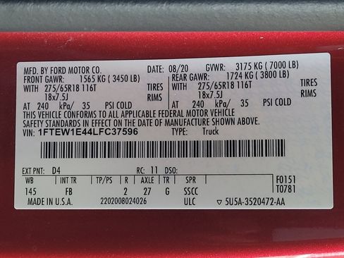 Used 2020 Ford F150 XLT w/ Equipment Group 302A Luxury AWD/4WD image 33