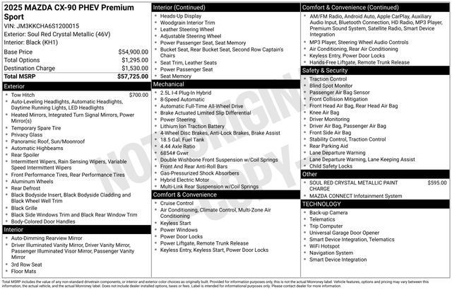 Certified 2025 MAZDA CX-90 Plug-In Hybrid w/Premium Sport AWD/4WD image 5