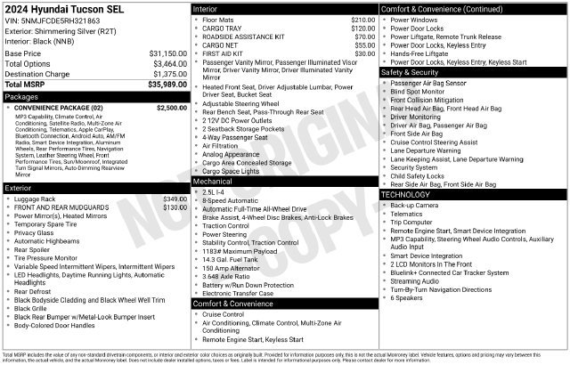 Used 2024 Hyundai Tucson SEL w/ Convenience Package AWD/4WD image 10
