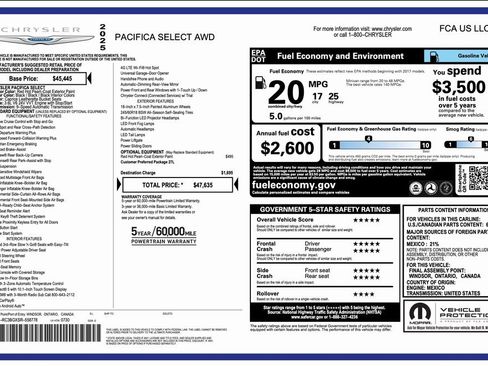 Certified 2025 Chrysler Pacifica Select image 2
