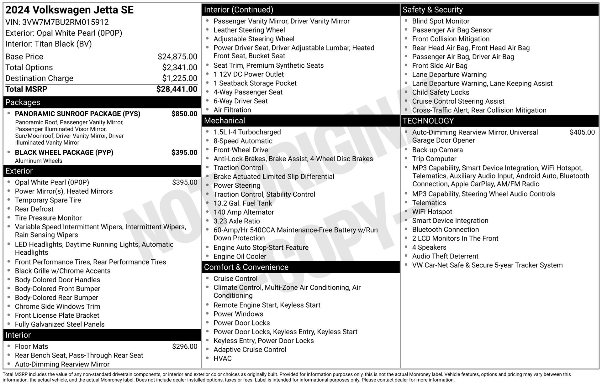 Used 2024 Volkswagen Jetta SE w/ Panoramic Sunroof Package FWD image 3
