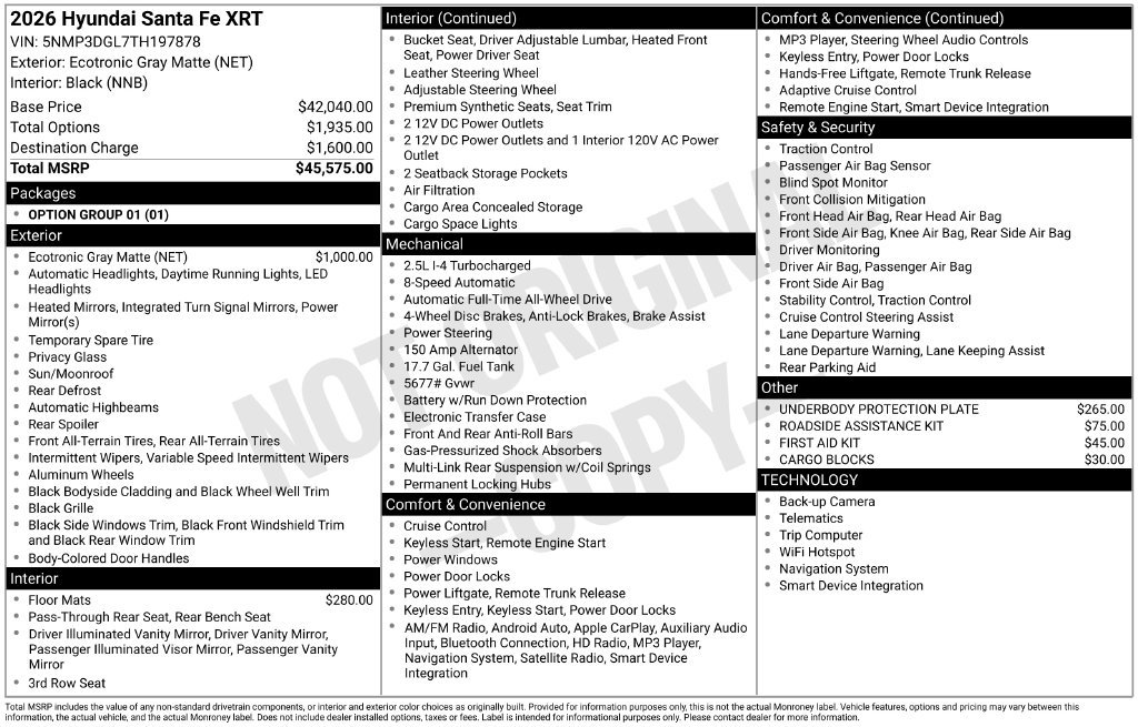 Certified 2026 Hyundai Santa Fe XRT AWD/4WD image 34