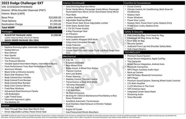 Used 2023 Dodge Challenger SXT w/ Blacktop Package RWD image 59