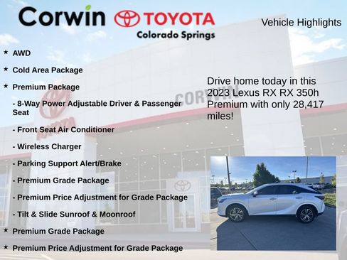 Used 2023 Lexus RX 350h w/ Cold Area Package AWD/4WD image 7