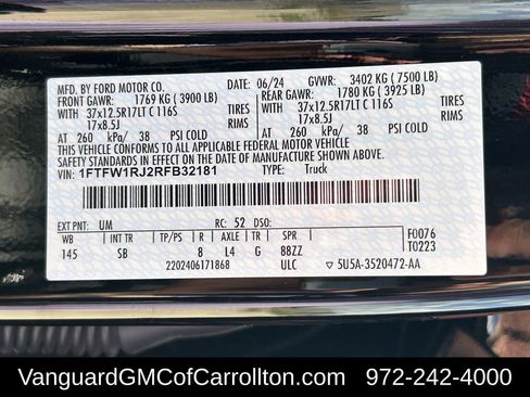 Used 2024 Ford F150 Raptor w/ Equipment Group 803A Raptor R image 37