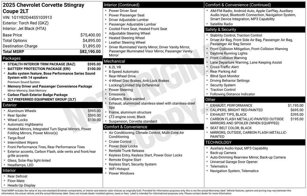 Used 2025 Chevrolet Corvette Stingray Preferred Cpe w/ Stealth Interior Trim Package RWD image 15