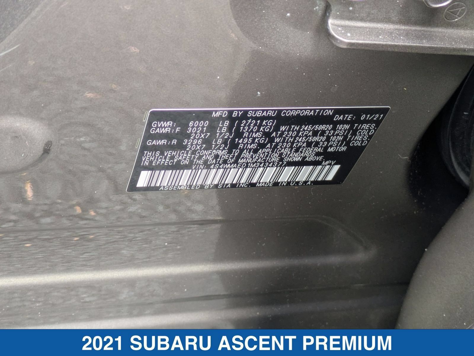 Certified 2021 Subaru Ascent Premium w/ Sport Package AWD/4WD image 41