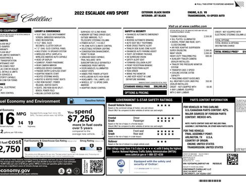 Used 2022 Cadillac Escalade Sport w/ Touring Package AWD/4WD image 5