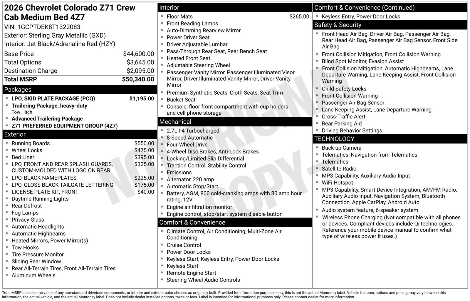 New 2026 Chevrolet Colorado Z71 w/ LPO, Skid Plate Package AWD/4WD image 5