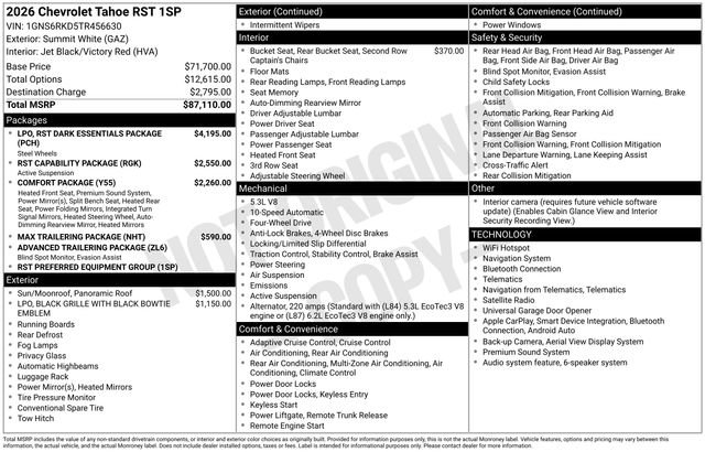 New 2026 Chevrolet Tahoe RST AWD/4WD image 5