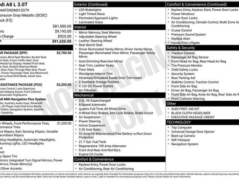 Used 2016 Audi A8 L 3.0T w/ Executive Package image 28