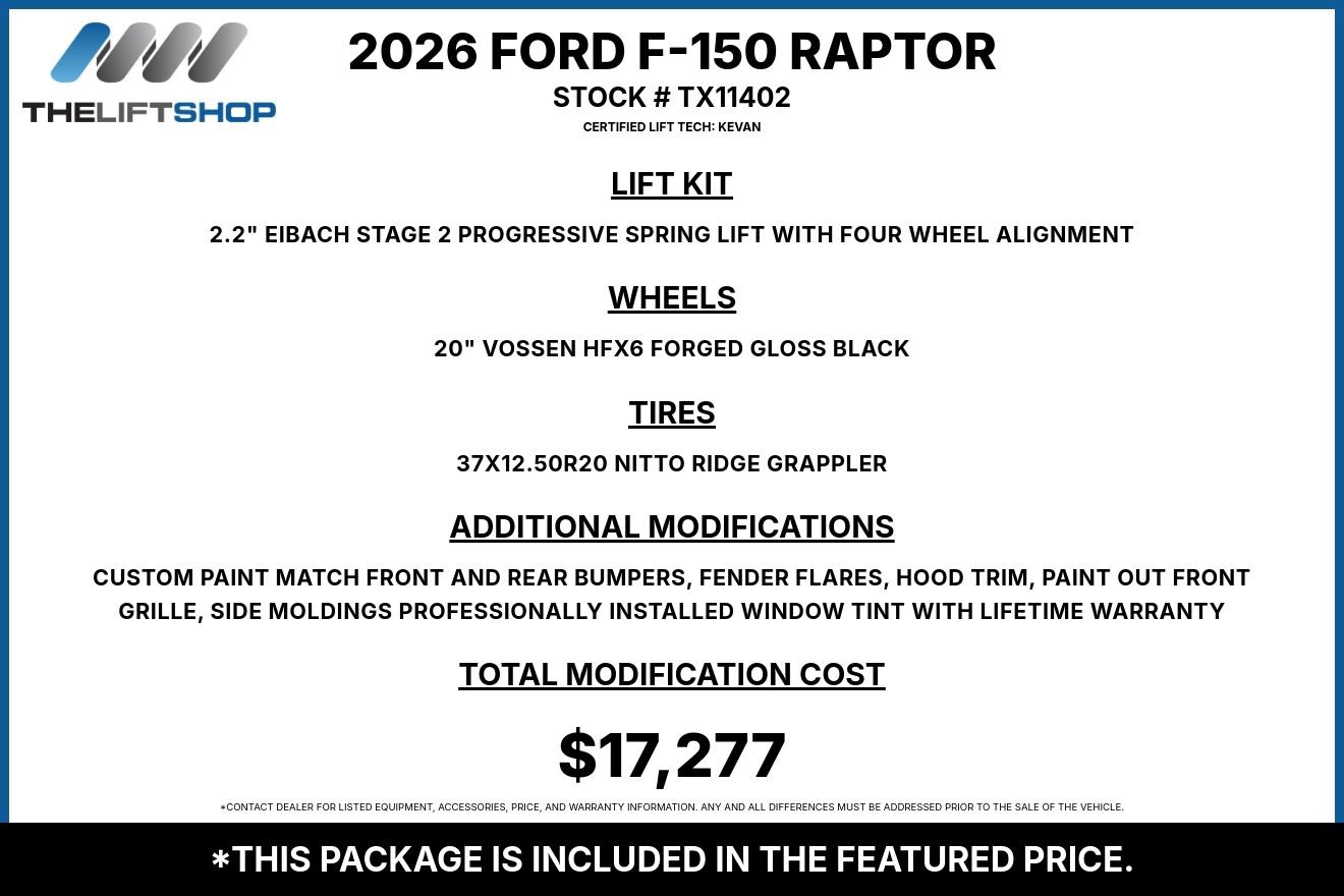 Used 2026 Ford F150 Raptor w/ Equipment Group 803A Raptor R AWD/4WD image 2
