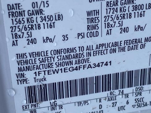 Used 2015 Ford F150 Lariat w/ Equipment Group 502A Luxury image 33