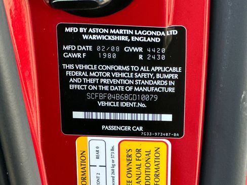 Used 2008 Aston Martin V8 Vantage Roadster image 31