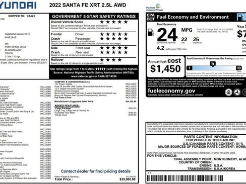 Used 2022 Hyundai Santa Fe XRT w/ Cargo Package AWD/4WD image 14