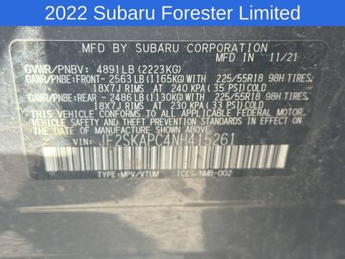 Used 2022 Subaru Forester Limited AWD/4WD image 10