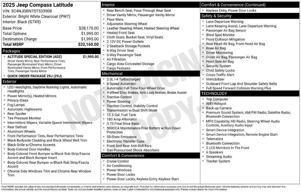 Used 2025 Jeep Compass Latitude w/ Altitude Special Edition AWD/4WD image 6
