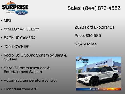 Certified 2023 Ford Explorer ST w/ Equipment Group 401A AWD/4WD image 32