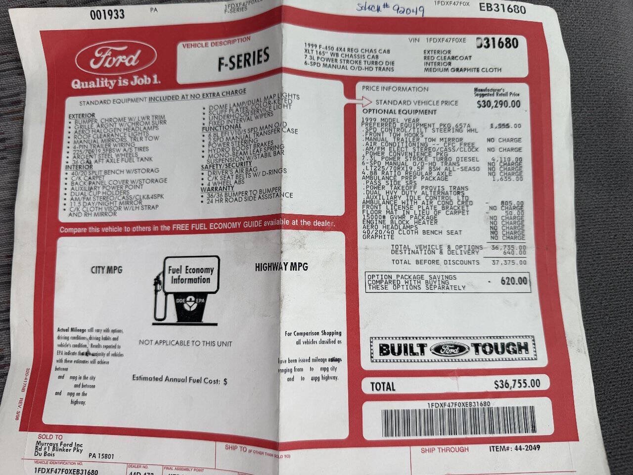 Used 1999 Ford F450 4x4 Regular Cab Super Duty image 76