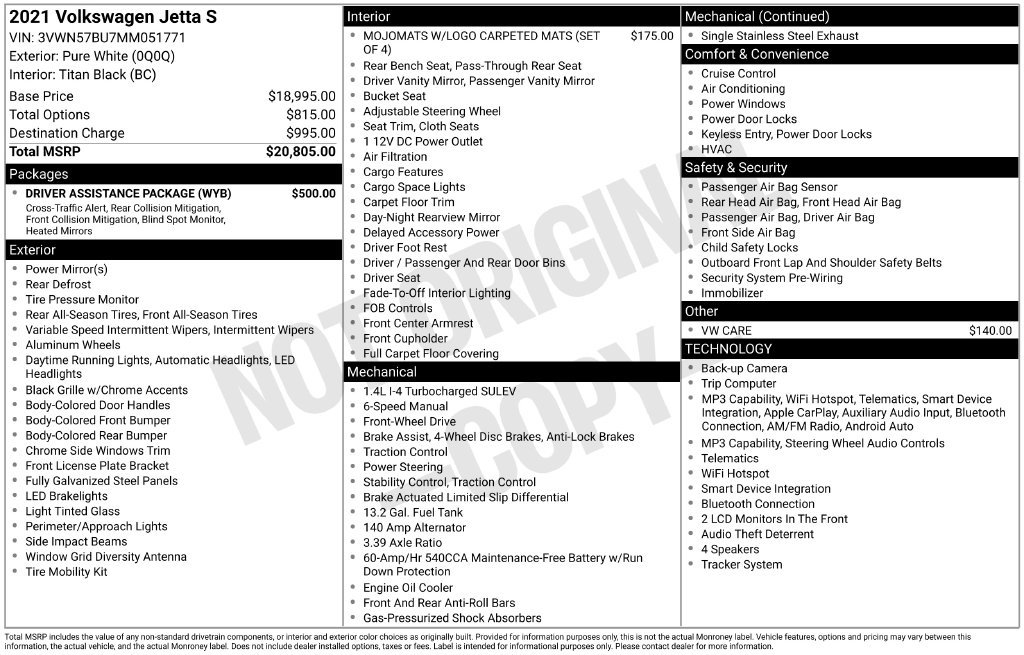 Used 2021 Volkswagen Jetta S w/ Driver Assistance Package FWD image 13