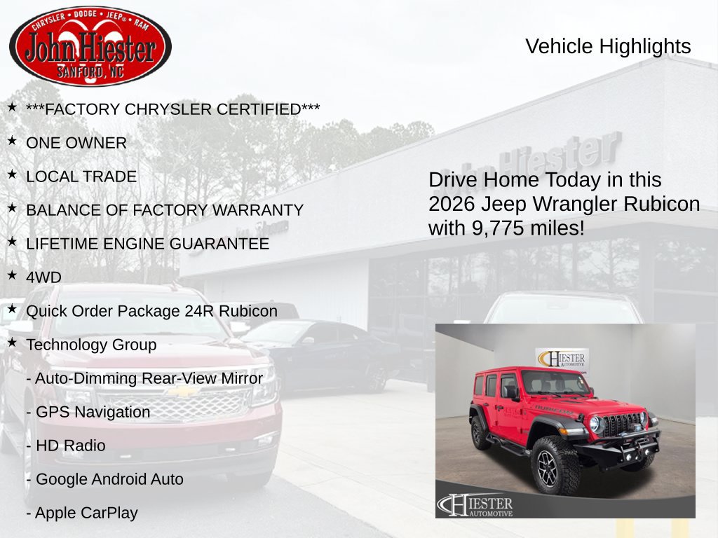 Used 2026 Jeep Wrangler Unlimited Rubicon w/ Technology Group AWD/4WD image 6