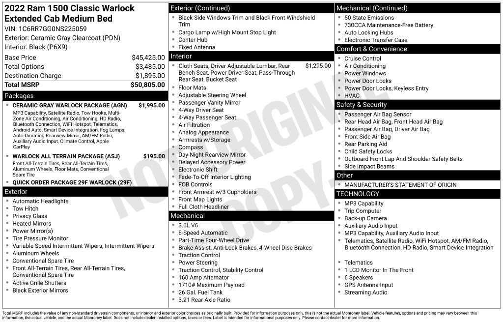 Used 2022 RAM 1500 Warlock w/ Ceramic Gray Warlock Package AWD/4WD image 36