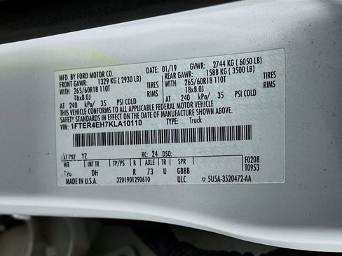 Used 2019 Ford Ranger Lariat w/ Equipment Group 501A Mid image 12