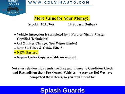 Used 2019 Subaru Outback 2.5i Premium w/ Popular Package #2 AWD/4WD image 2