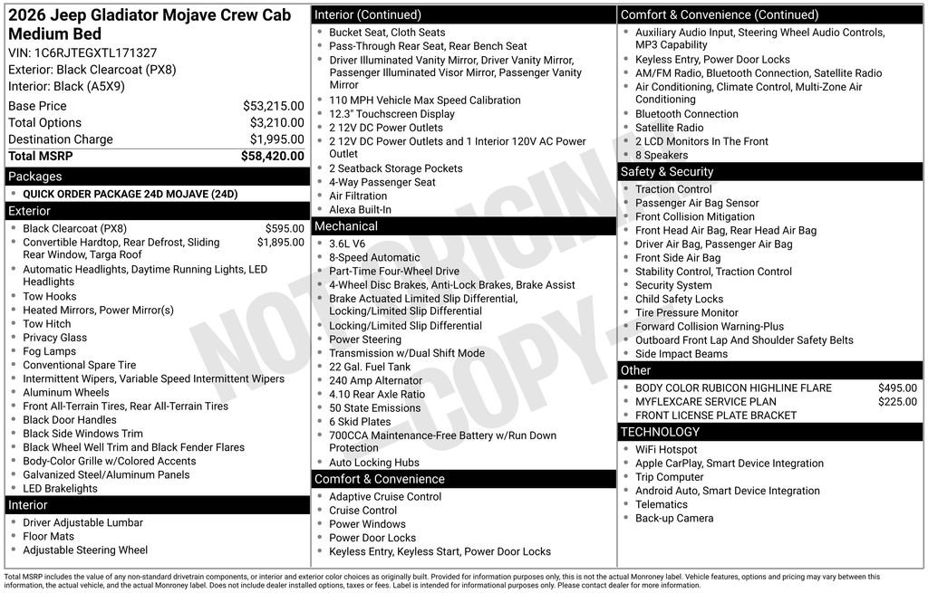 New 2026 Jeep Gladiator Mojave AWD/4WD image 30