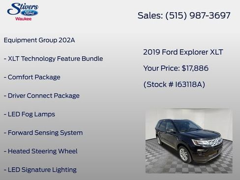Used 2019 Ford Explorer XLT w/ Equipment Group 202A AWD/4WD image 8