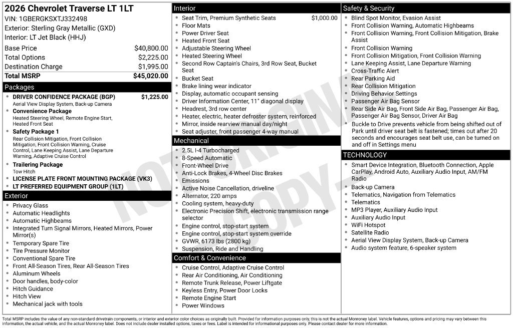Used 2026 Chevrolet Traverse LT w/ Driver Confidence Package FWD image 29