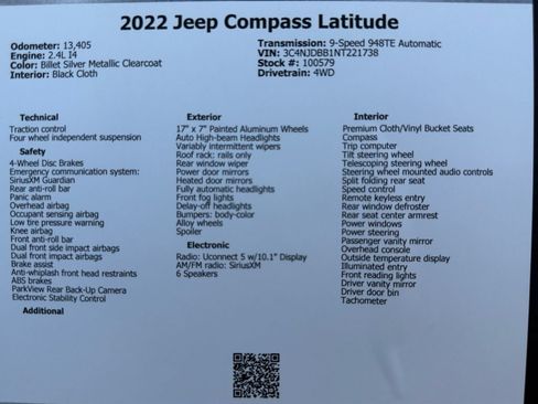 Used 2022 Jeep Compass Latitude AWD/4WD image 49