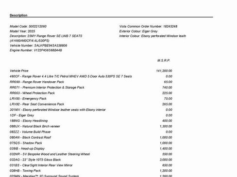Used 2025 Land Rover Range Rover Long Wheelbase SE image 3