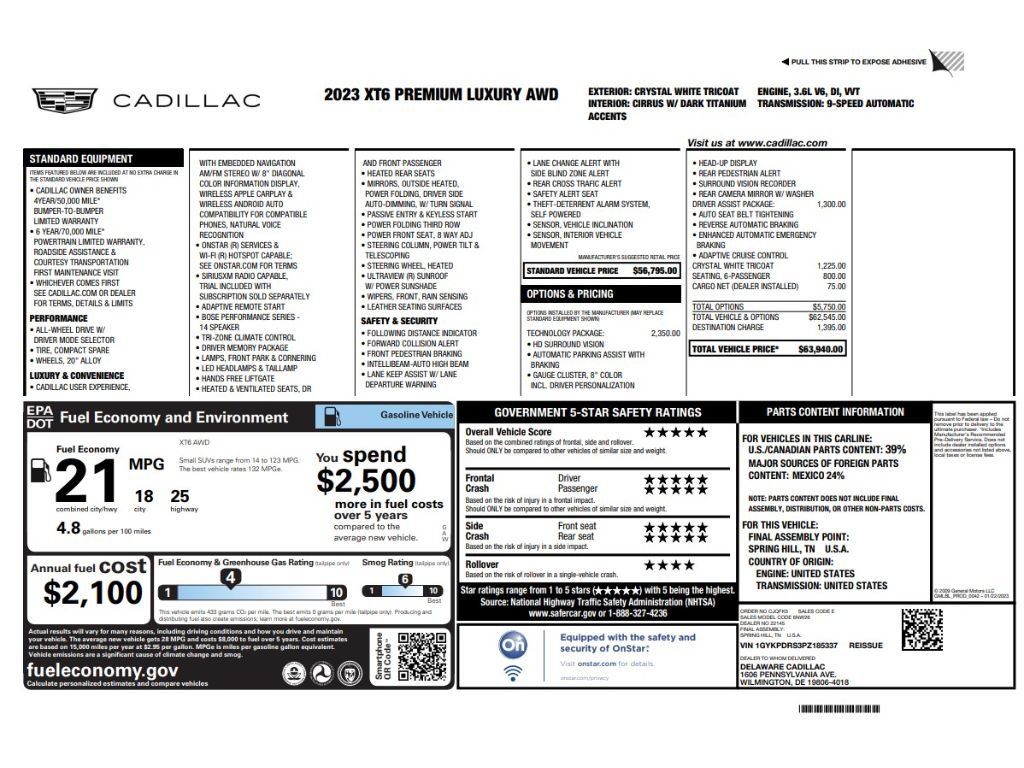 Certified 2023 Cadillac XT6 Premium Luxury w/ Technology Package AWD/4WD image 6