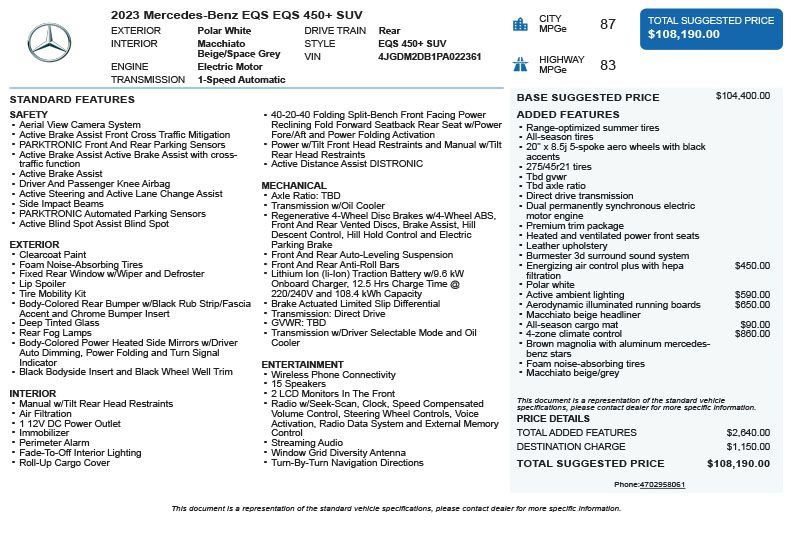 Used 2023 Mercedes-Benz EQS 450+ SUV image 3