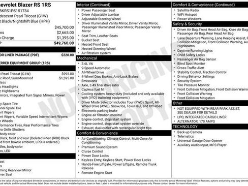 Certified 2023 Chevrolet Blazer RS w/ LPO, Floor Liner Package AWD/4WD image 30