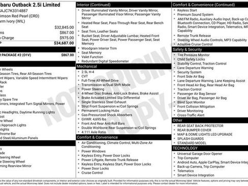 Used 2019 Subaru Outback 2.5i Limited w/ Popular Package #2 image 33